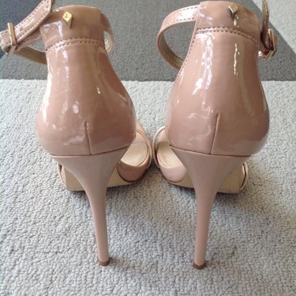 Sam Edelman, Eleanor Patent nude / blush Snake Print, high heel Sandals - Picture 7 of 8